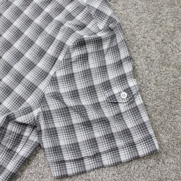 A/X Armani Exchange Shirt Mens Lage Gray/White 100% Cotton Short Sleeve Button - Picture 6 of 13